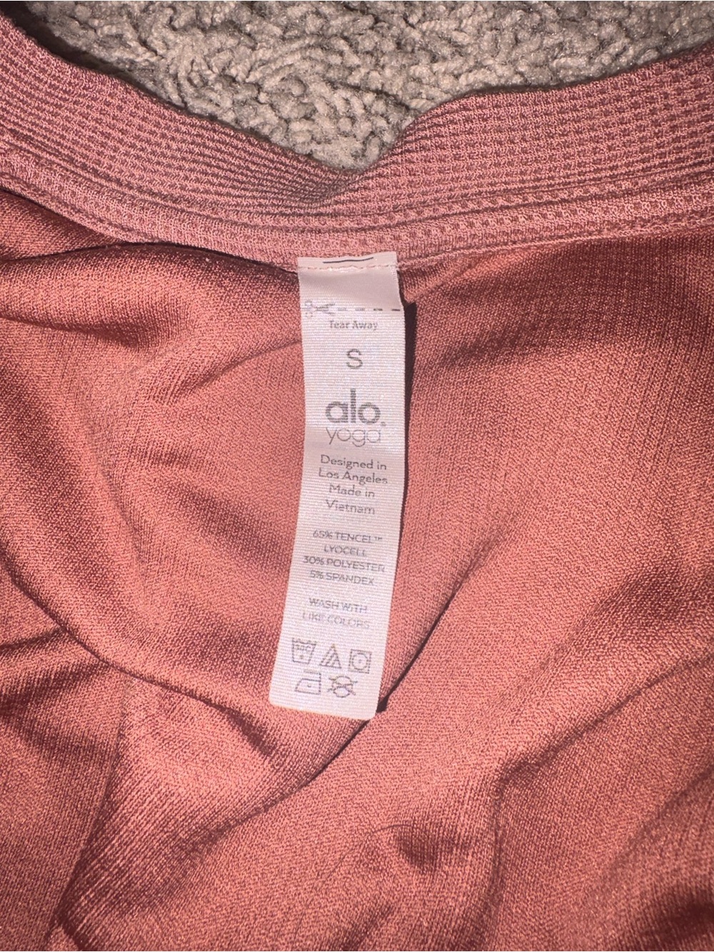 ALO Yoga Long Sleeve Waffle Tee in Dusty Mauve - Picture 5 of 5